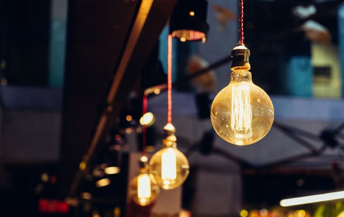 Lightbulbs hanging from ceiling