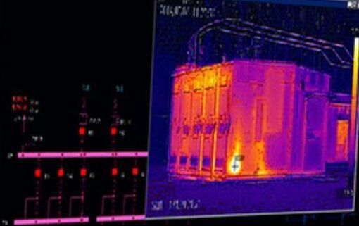 Thermal camera image showing transformer temperatures